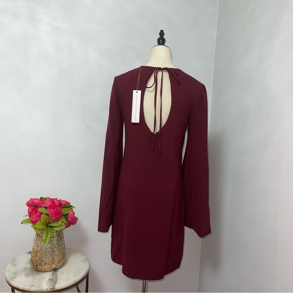 Dress The Population Burgundy Dahlia Long Sleeve Drape Back Minidress - Reemoly - Picture 4 of 17